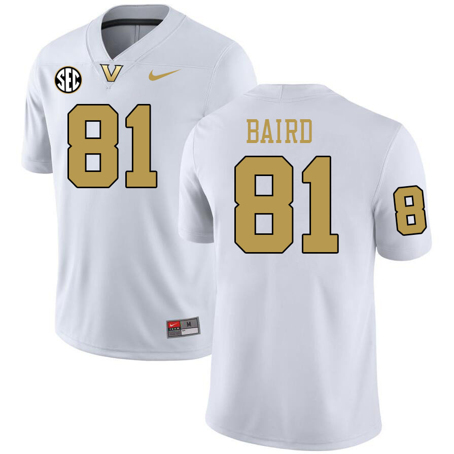 Vanderbilt Commodores #81 Hutch Baird College Football Jerseys 2024 Uniforms Stitched-White